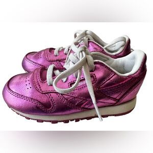 REEBOK Toddler Classic Leather Pink Metallic Sneaker
